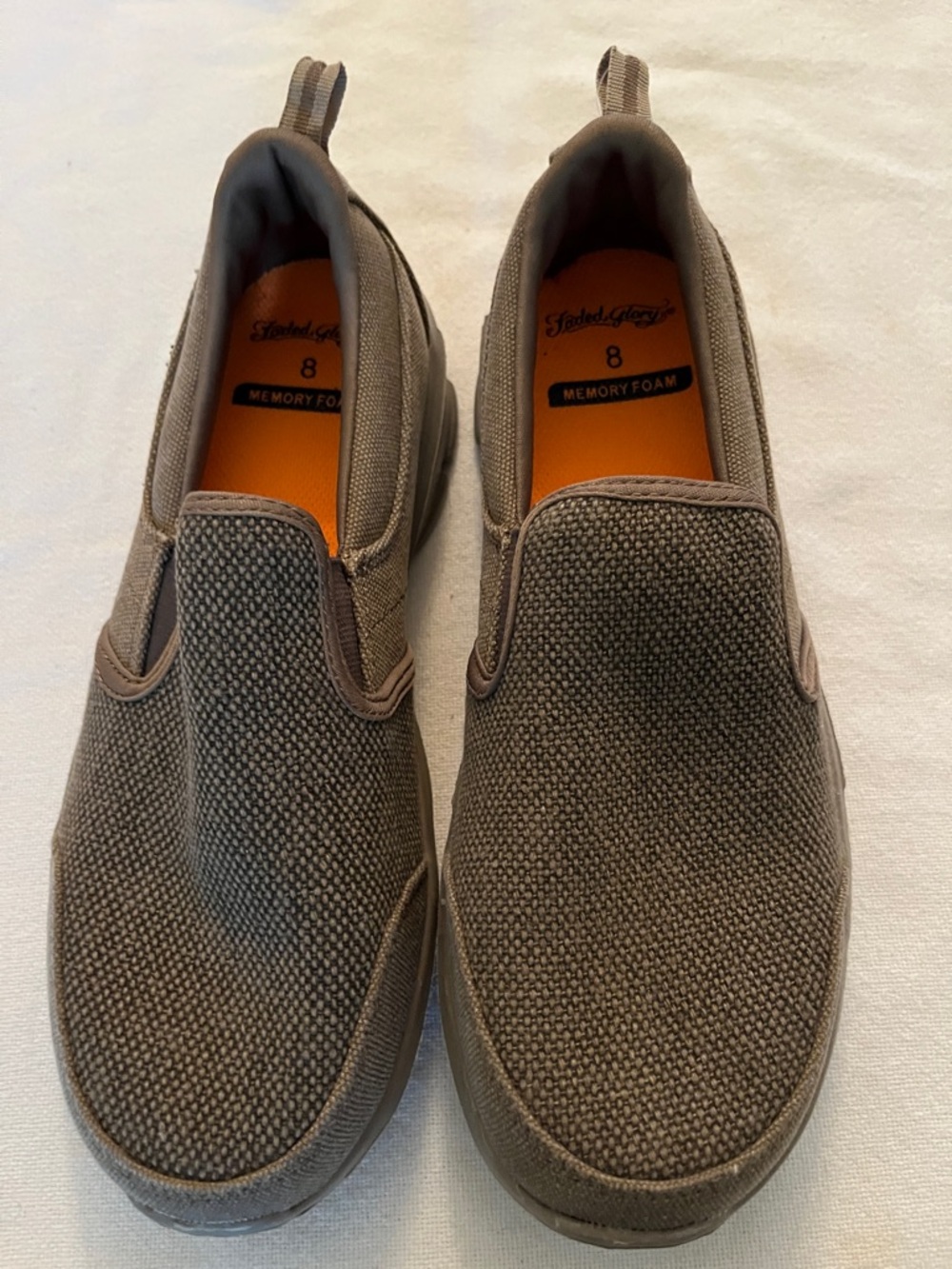 Loafers mens new size 8M Faded Glory memory foam brown canvas upper